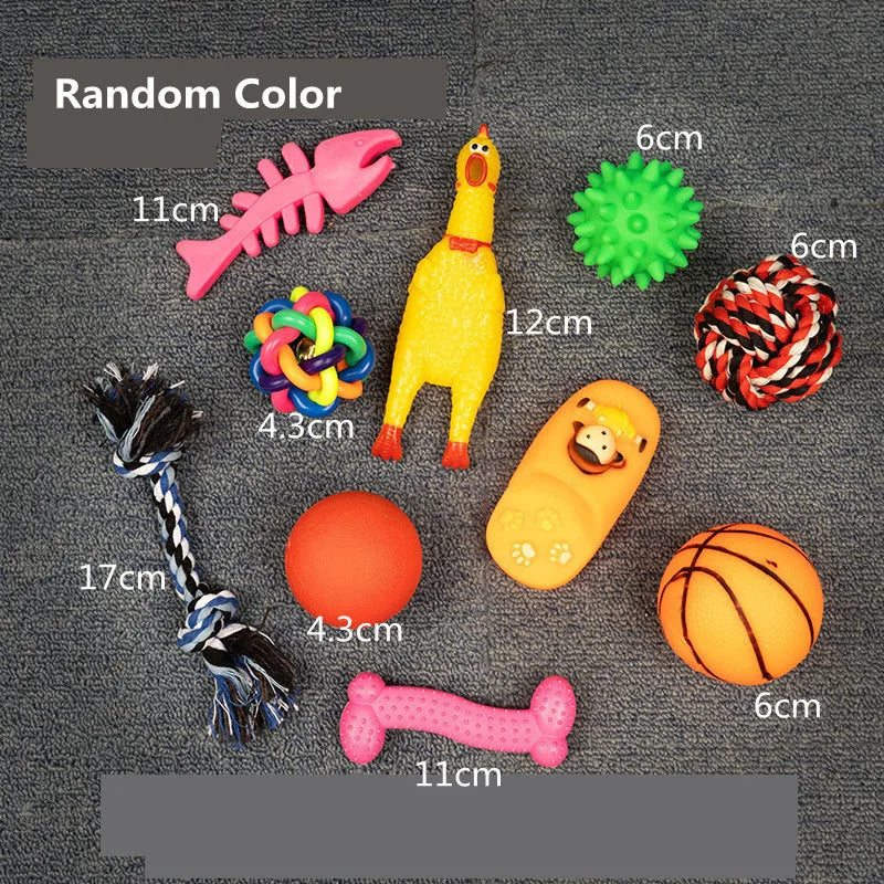 Dog Toys Pet Ball Bone Rope Squeaky Plush Toys Kit Puppy Interactive Molar Chewing Toy for Small Large Dogs Pug Supplies