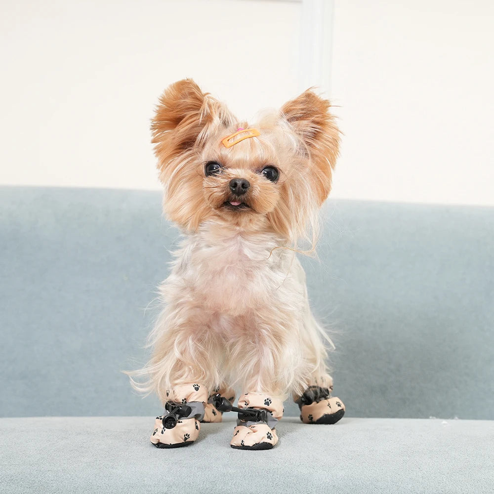 4 件套寵物狗鞋適用於小型狗狗大型貓咪防滑柔軟可調爪靴吉娃娃襪子臘腸犬幼犬戶外運動鞋