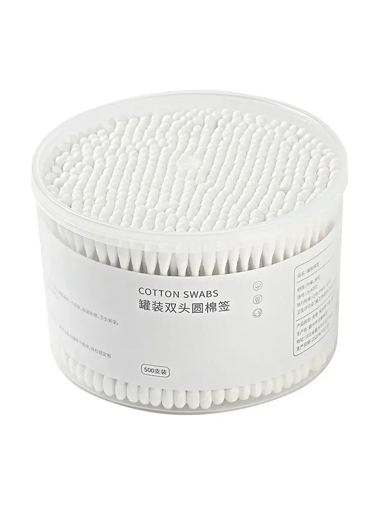 使い捨て綿棒ボックス 500本入り 両端丸型ヘッド付き メイク落とし・メイク落とし 日常清掃 ペットケア 多目的