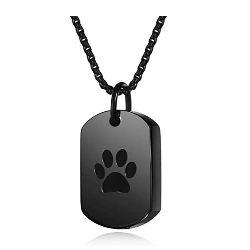 Cremation Jewelry Paw Print Urn Necklace for Ashes for Women Men Memorial Cat Dog Ashes Pendant Openable Bottle - Custom