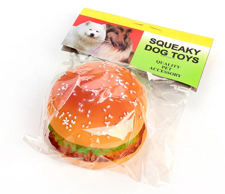 Pet Dogs Hamburger Toy Non-Toxic Puppy Toys Dog Chew Toys Food Grade Silicone Training Playing Chewing Dog Cat Accessories
