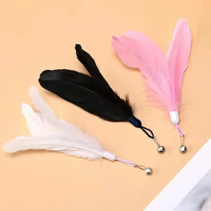 貓咪玩具羽毛棒互動玩具小貓玩具帶超級吸盤可拆式羽毛替換件貓咪配件