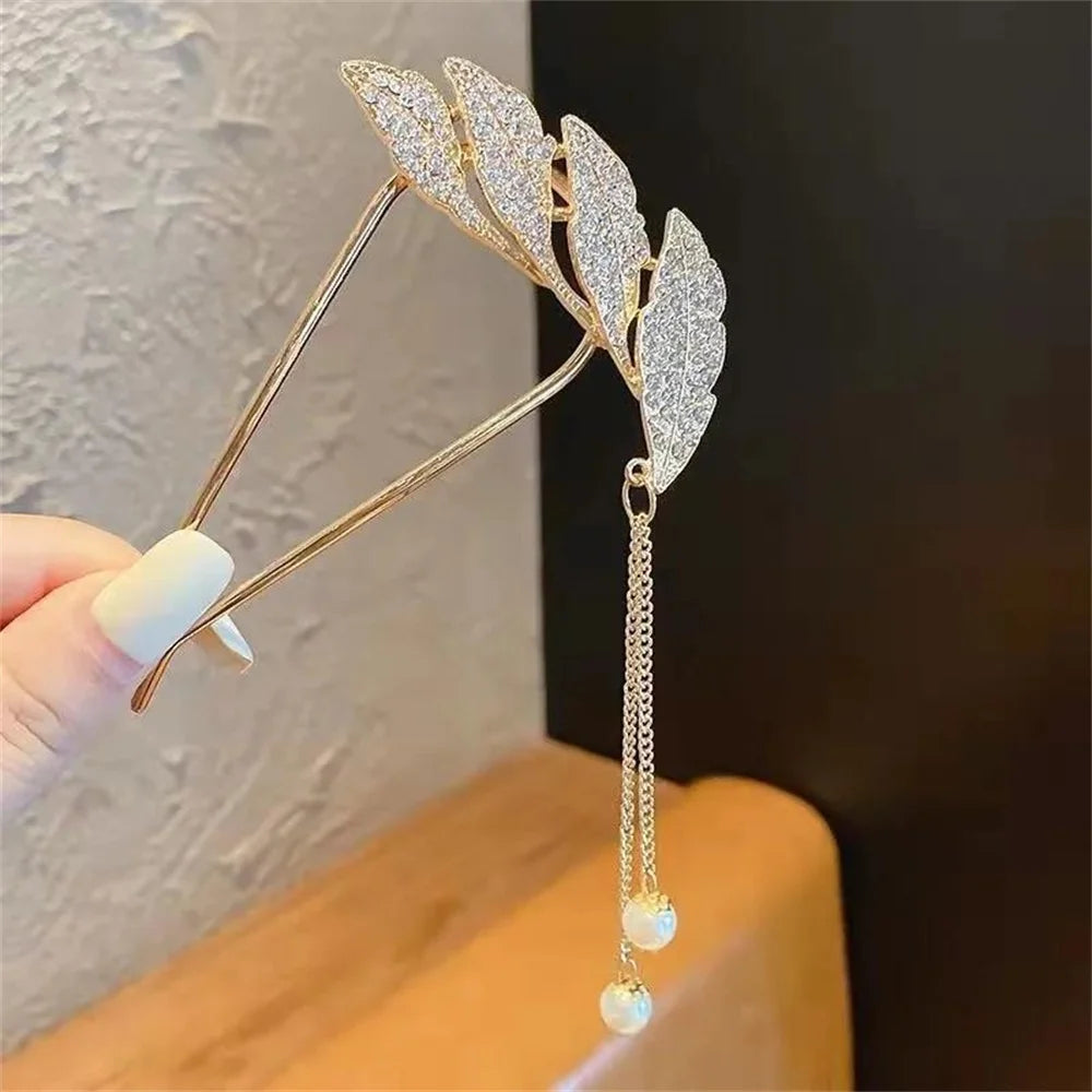 新款珍珠髮夾韓國U型金屬貝殼髮夾女式髮簪髮髻造型飾品禮物