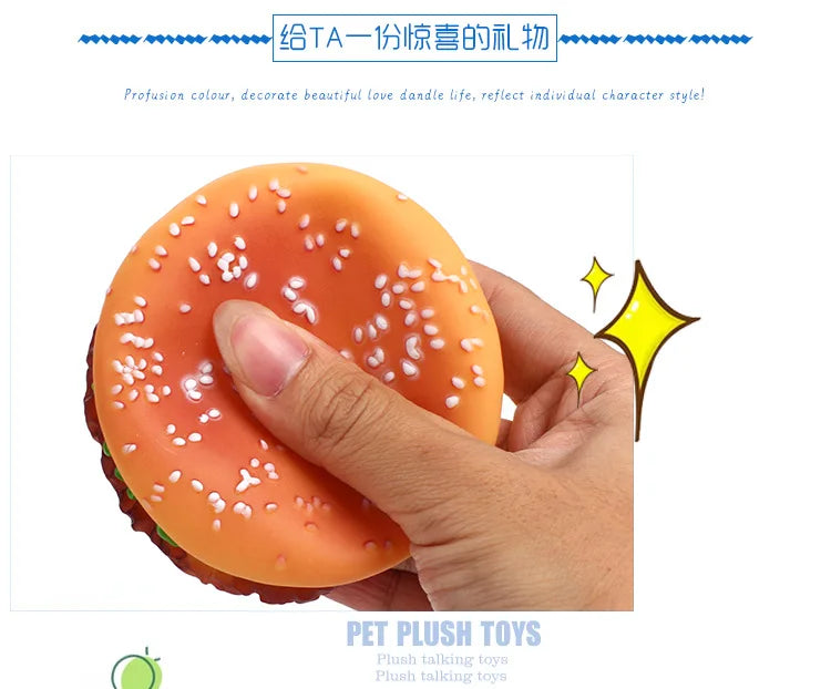 Pet Dogs Hamburger Toy Non-Toxic Puppy Toys Dog Chew Toys Food Grade Silicone Training Playing Chewing Dog Cat Accessories