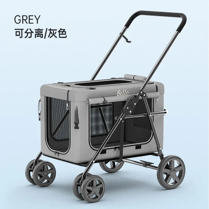 可折疊大型犬寵物推車 - 輕便寬敞的貓狗攜帶箱,可容納多種小型犬