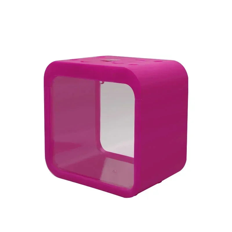 創意水族箱LED裝飾小水族箱魚缸鬥魚透明魚缸LED燈金魚小魚缸