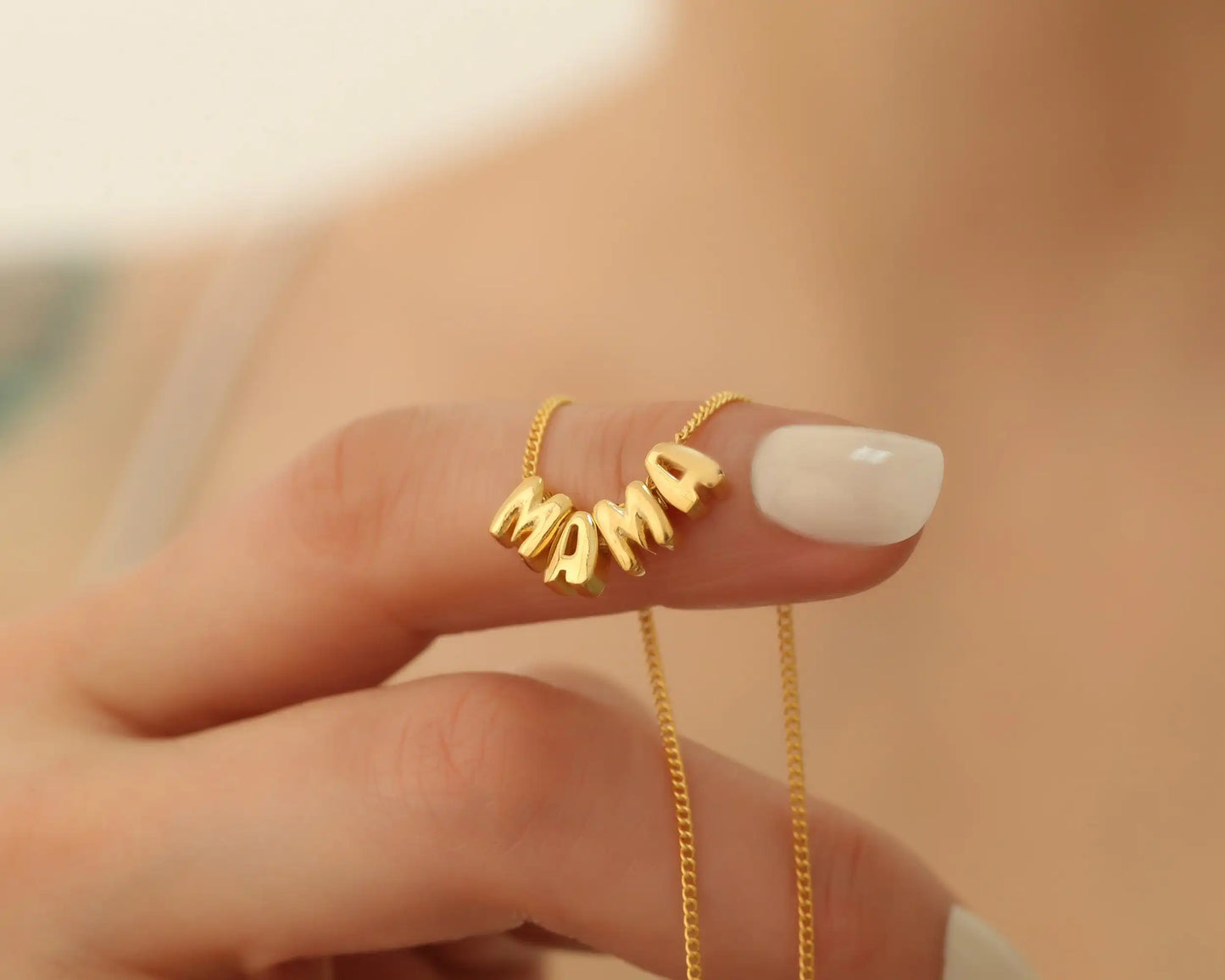 Custom Mama Necklace Sliding MOM Necklace Stainless Steel Jewelry Gift For Women Balloon Letters Mother Necklace Puffy Letter