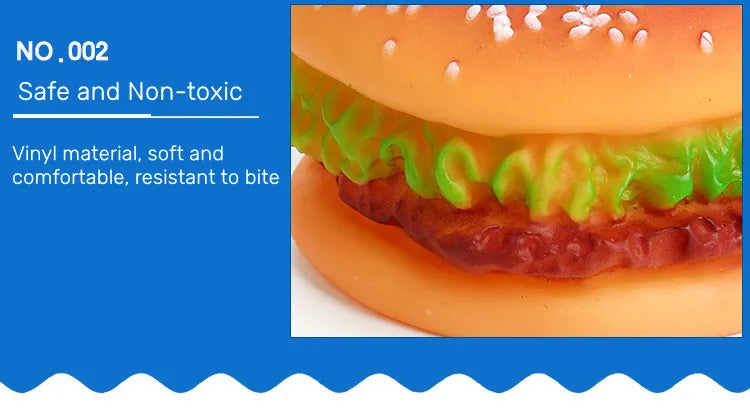 Pet Dogs Hamburger Toy Non-Toxic Puppy Toys Dog Chew Toys Food Grade Silicone Training Playing Chewing Dog Cat Accessories