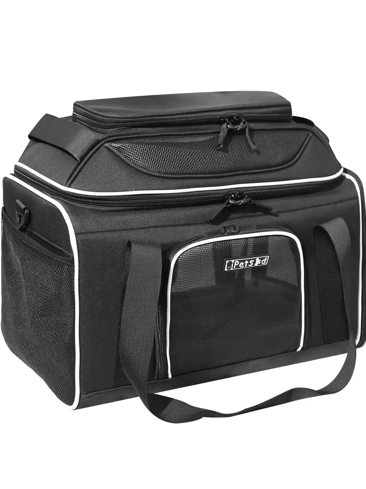 Petskd トップ拡張可能ペットキャリア 主要米国航空会社承認 安全ジッパーと傷防止メッシュ付きソフト小型犬猫キャリア