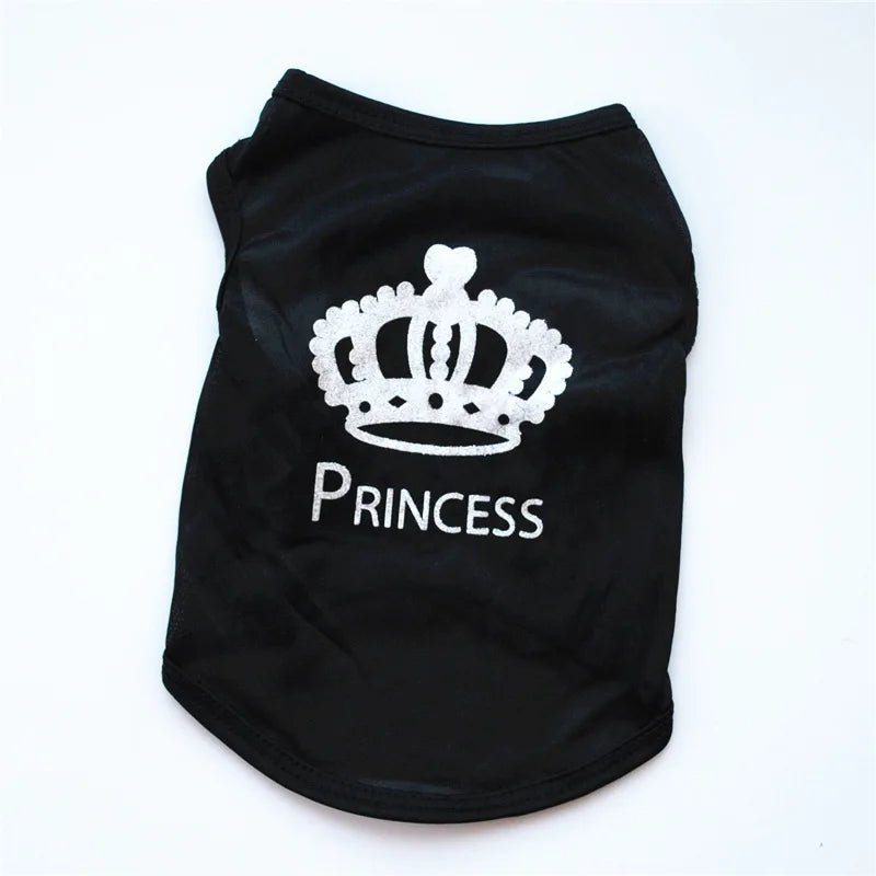 Princess Crown Dog Shirts Vest, Puppy Summer Dog Clothes for Small Dogs, Puppy Cat T Shirt Pet Apparel