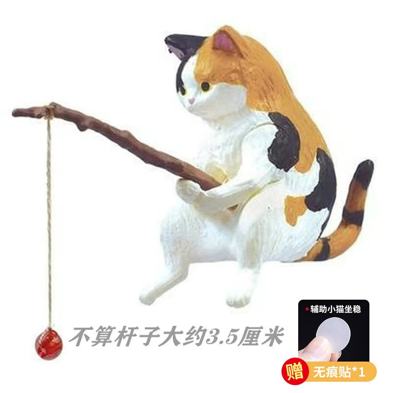 釣魚貓汽車內裝裝飾可愛樹脂帶管眼鏡汽車後視鏡掛件出風口車載飾品