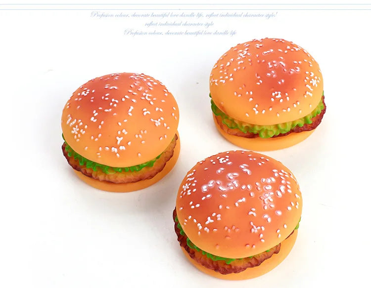 Pet Dogs Hamburger Toy Non-Toxic Puppy Toys Dog Chew Toys Food Grade Silicone Training Playing Chewing Dog Cat Accessories