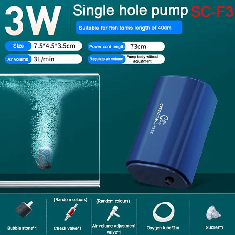 靜音水族箱氧氣幫浦帶止回閥魚缸壓縮機增氧機水族箱空氣壓縮機增氧機220V 3W-14W