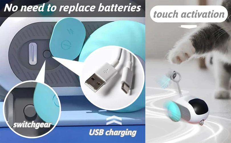 貓咪智慧互動汽車玩具自動移動遙控滑鼠室內貓咪球玩具控制車適用於貓咪玩耍訓練