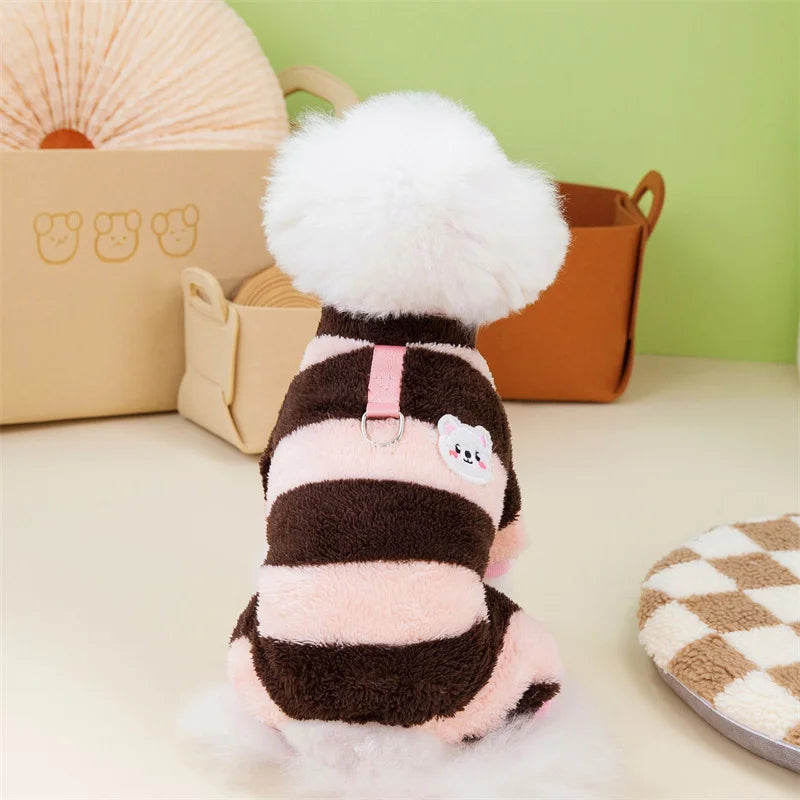 冬季羊毛狗狗連身衣 小型狗狗西施約克夏寵物服裝 幼犬睡衣 服裝 工作服 睡衣 XXL