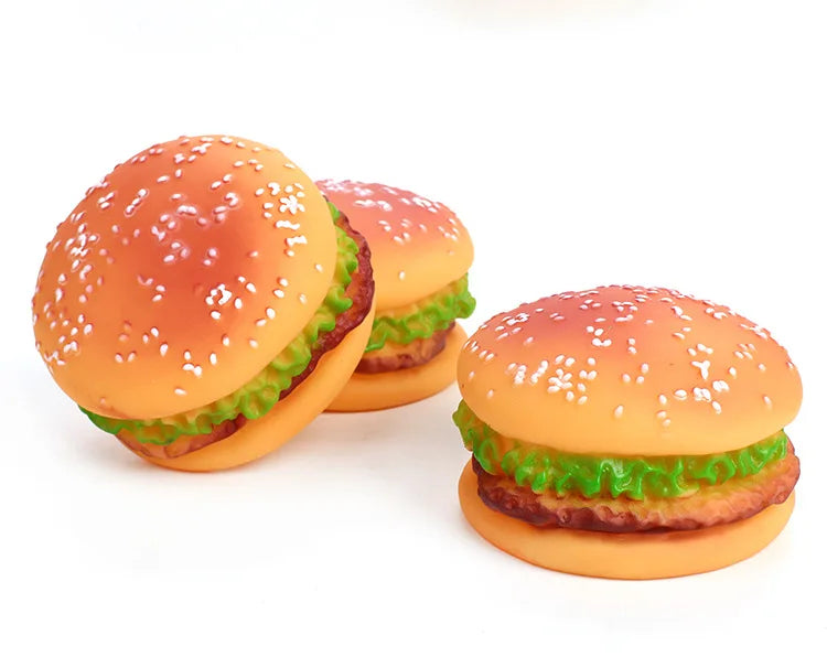Pet Dogs Hamburger Toy Non-Toxic Puppy Toys Dog Chew Toys Food Grade Silicone Training Playing Chewing Dog Cat Accessories