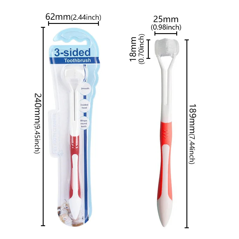 3 Sided Soft Dog Teeth Brush Head Toothbrush Oral Health Teddy Cleaning Dog Cat Brush Bad Breath Teeth Care Tool Cleaning Mouth