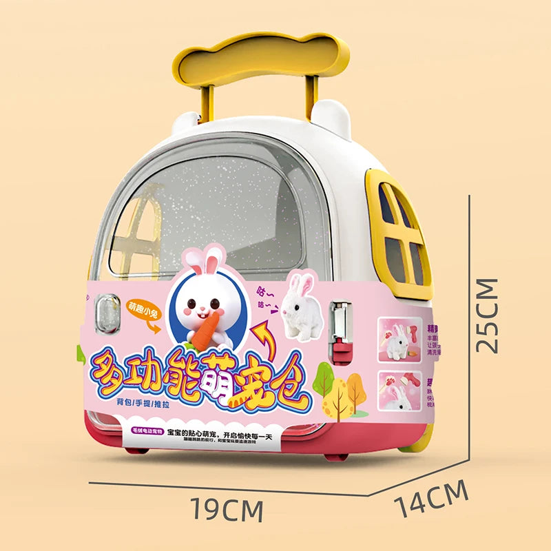 兒童過家家模擬毛絨動物電動行走可愛毛絨狗貓背包套裝女孩益智玩具