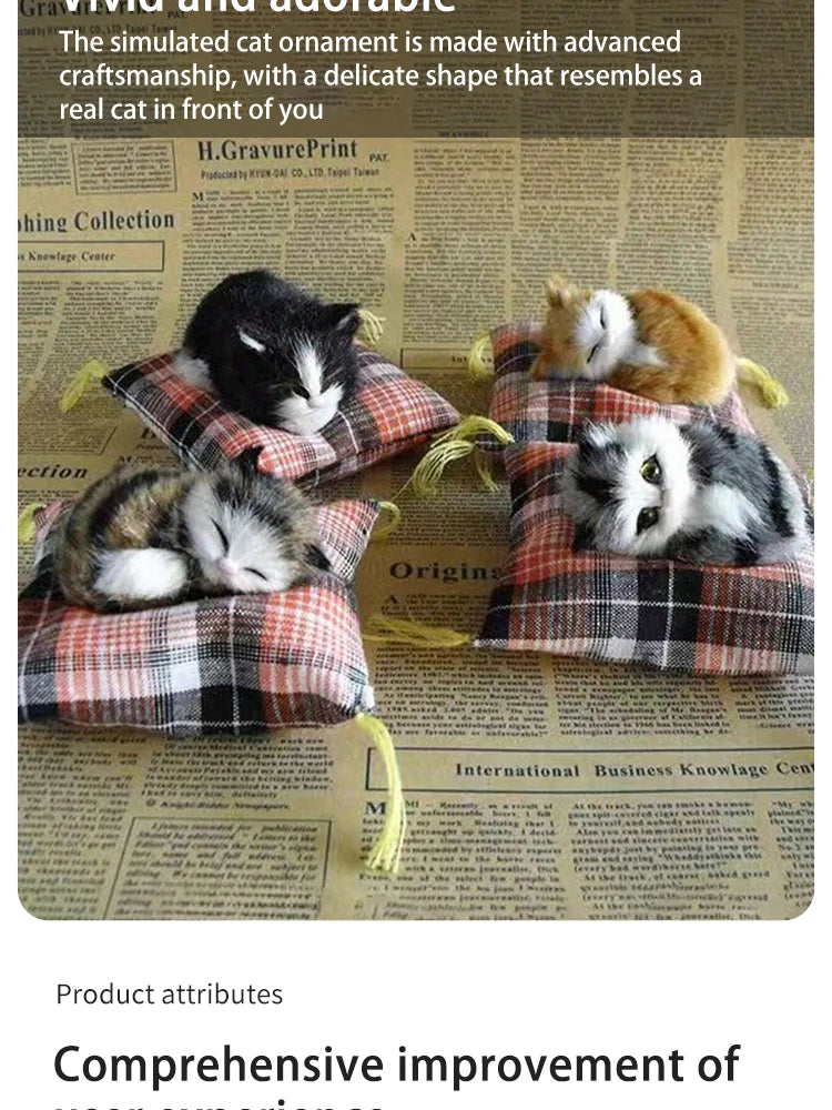 仿真貓玩具擺飾仿真動物花貓佈藝靠墊貓咪午睡貓咪桌上公仔擺飾