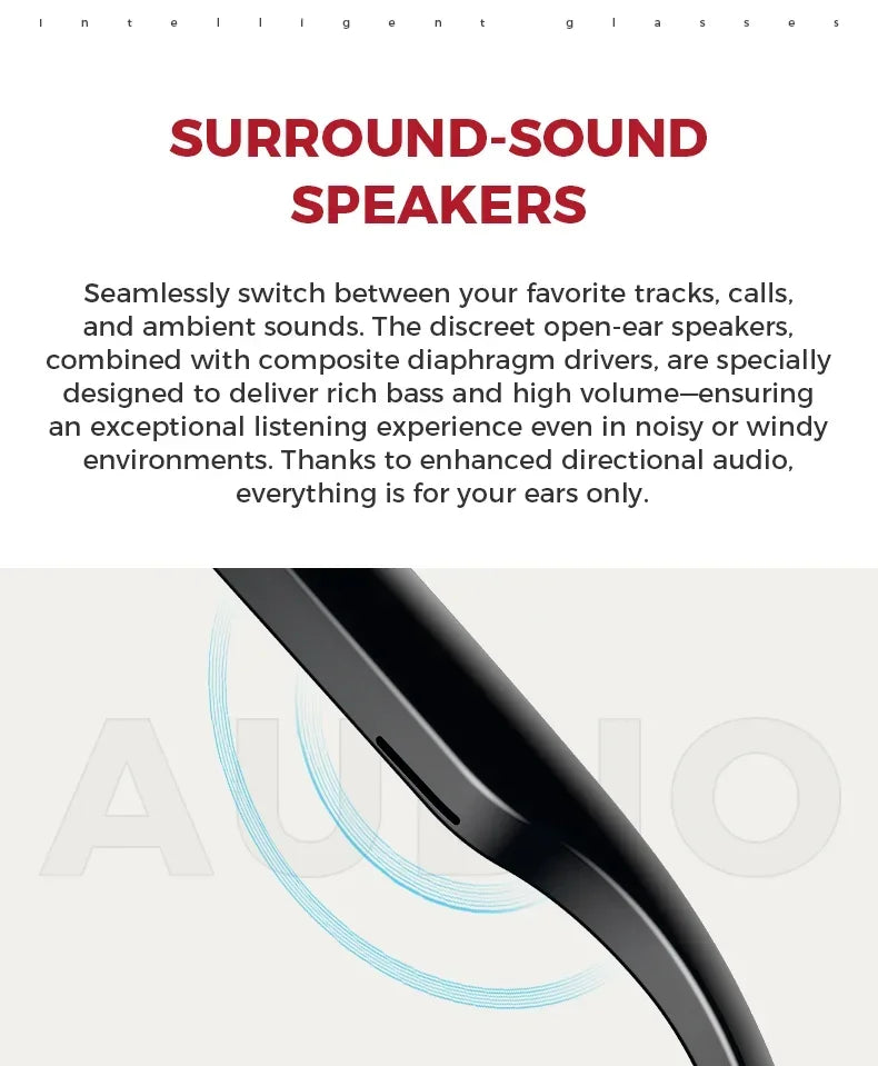 全新AI智慧專業級攝影眼鏡AI語音8MP高清視訊環繞聲音樂藍牙通話Wifi智慧眼鏡