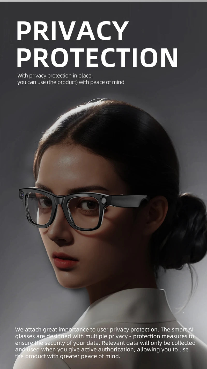 小米G300智慧AI眼鏡800W像素AI拍攝相機高清拍照視訊語音通話翻譯防水藍牙眼鏡