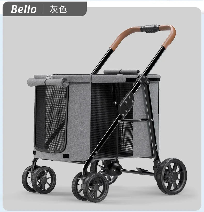 可折疊大型犬寵物推車 - 輕便寬敞的貓狗攜帶箱,可容納多種小型犬