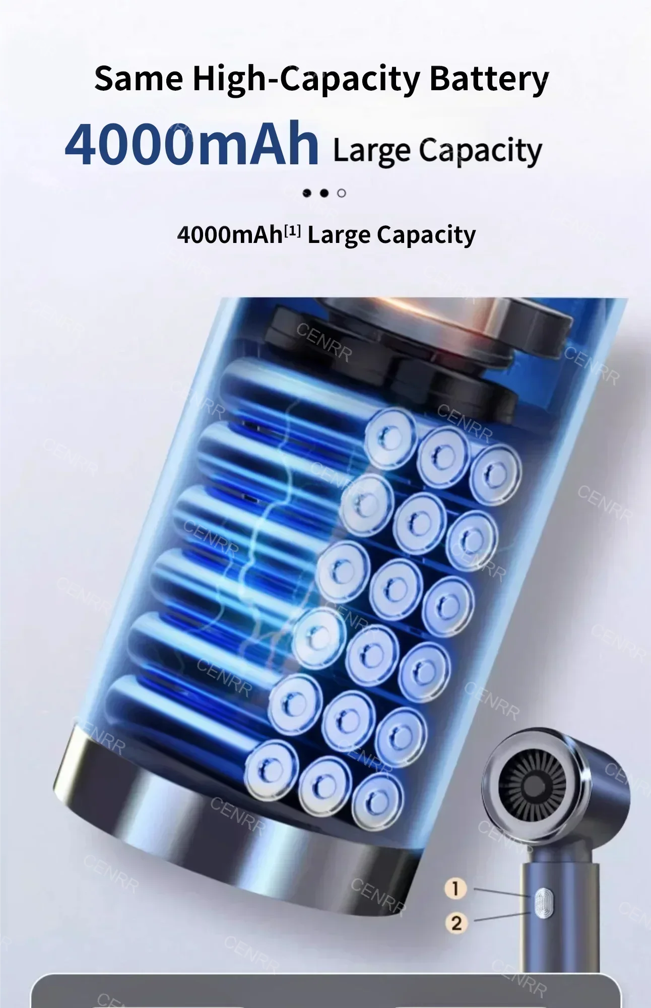 CENRR 210000PA 迷你車用吸塵器無線強力吸塵器汽車清潔器手持便攜式吸塵器清潔機