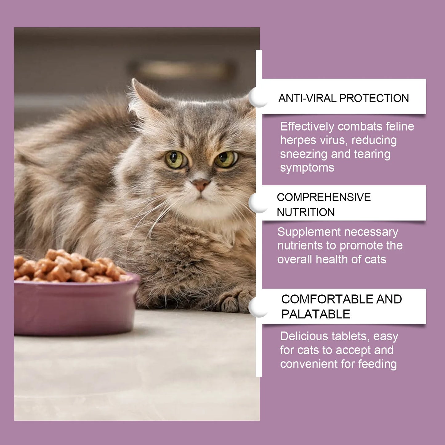 L-Lysine Cat Health Tablets- Immune Support for Feline Herpes & Respiratory Care, Calcium Absorption Aid