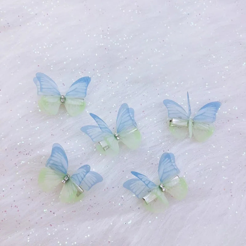 5PCS New Cute Princess Mesh Double-layer Butterfly Lovely Girls Hairpins Children Headwear Hairgrip Hair Clips Hair Accessories