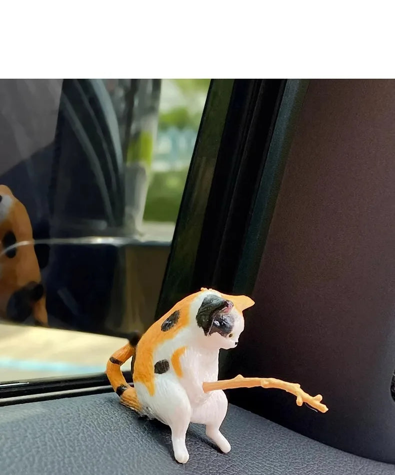 釣魚貓汽車內裝裝飾可愛樹脂帶管眼鏡汽車後視鏡掛件出風口車載飾品