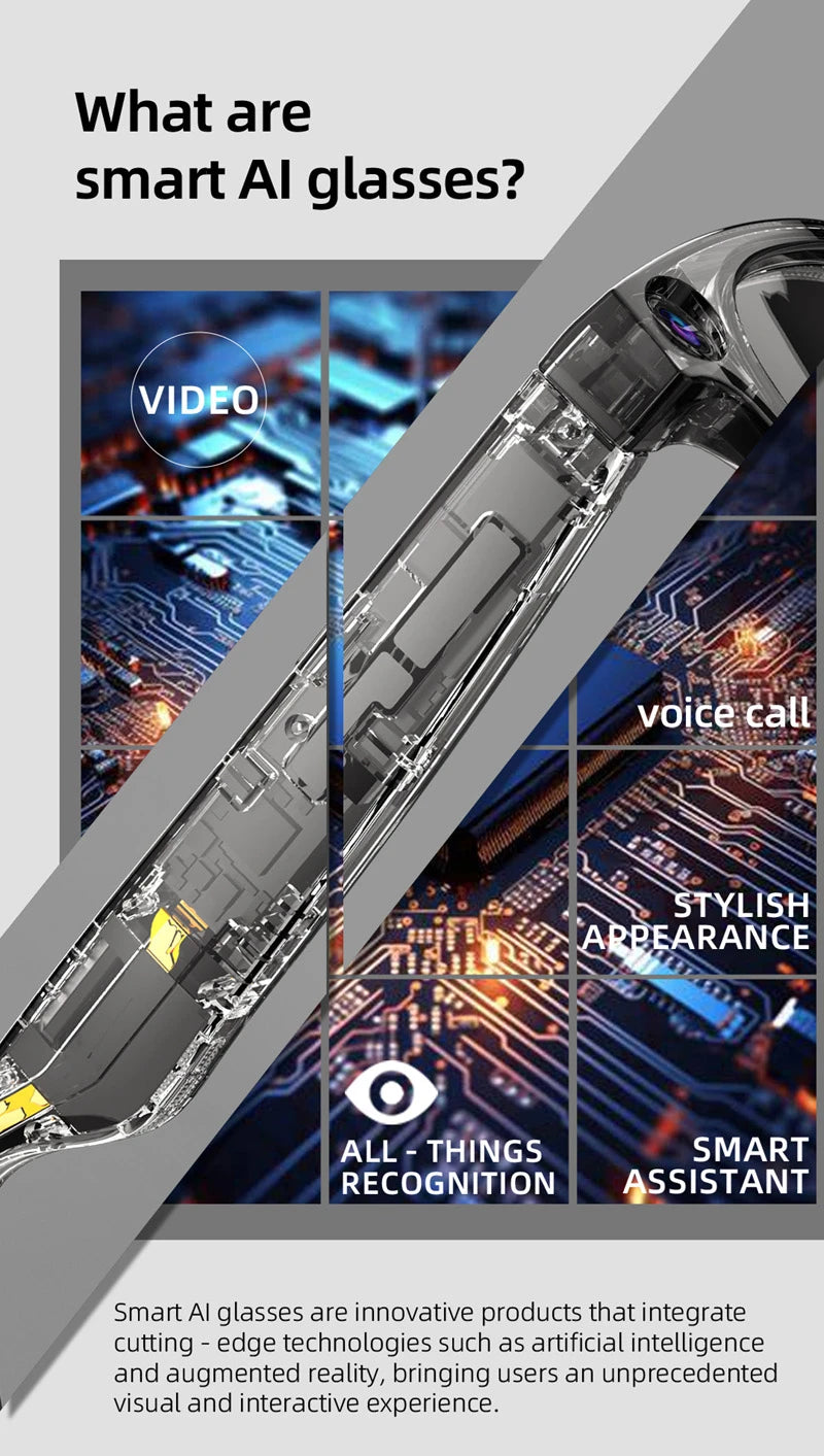 小米G300智慧AI眼鏡800W像素AI拍攝相機高清拍照視訊語音通話翻譯防水藍牙眼鏡
