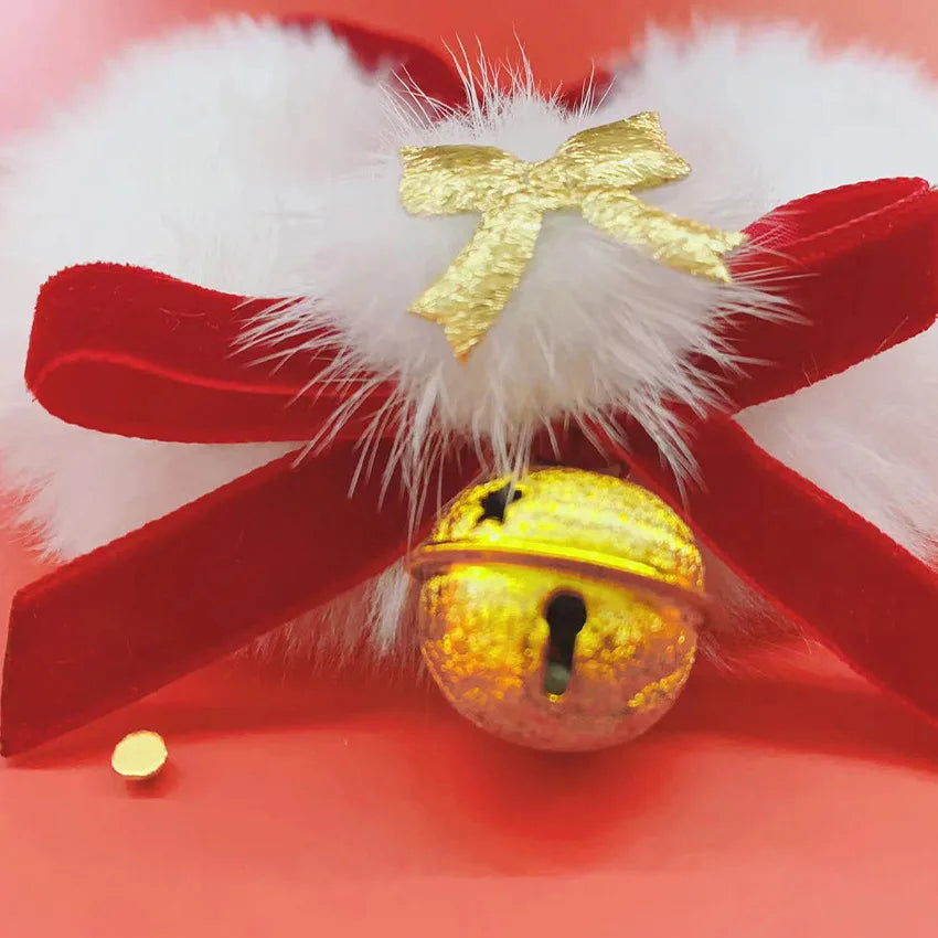 ペット首輪 猫用 クリスマス首輪 スカーフ リボン ベル 新年 クリスマス首輪 手作り装飾 小型犬用 犬用アクセサリー