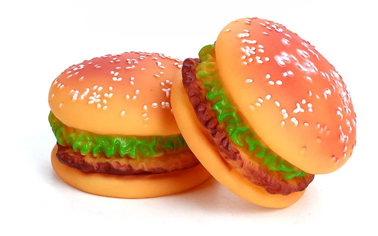 Pet Dogs Hamburger Toy Non-Toxic Puppy Toys Dog Chew Toys Food Grade Silicone Training Playing Chewing Dog Cat Accessories