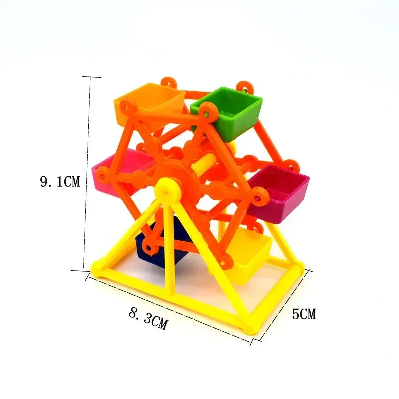 鳥兒覓食玩具創意鸚鵡餵食器旋轉訓練玩具智力增長籠多彩啄食風車玩具
