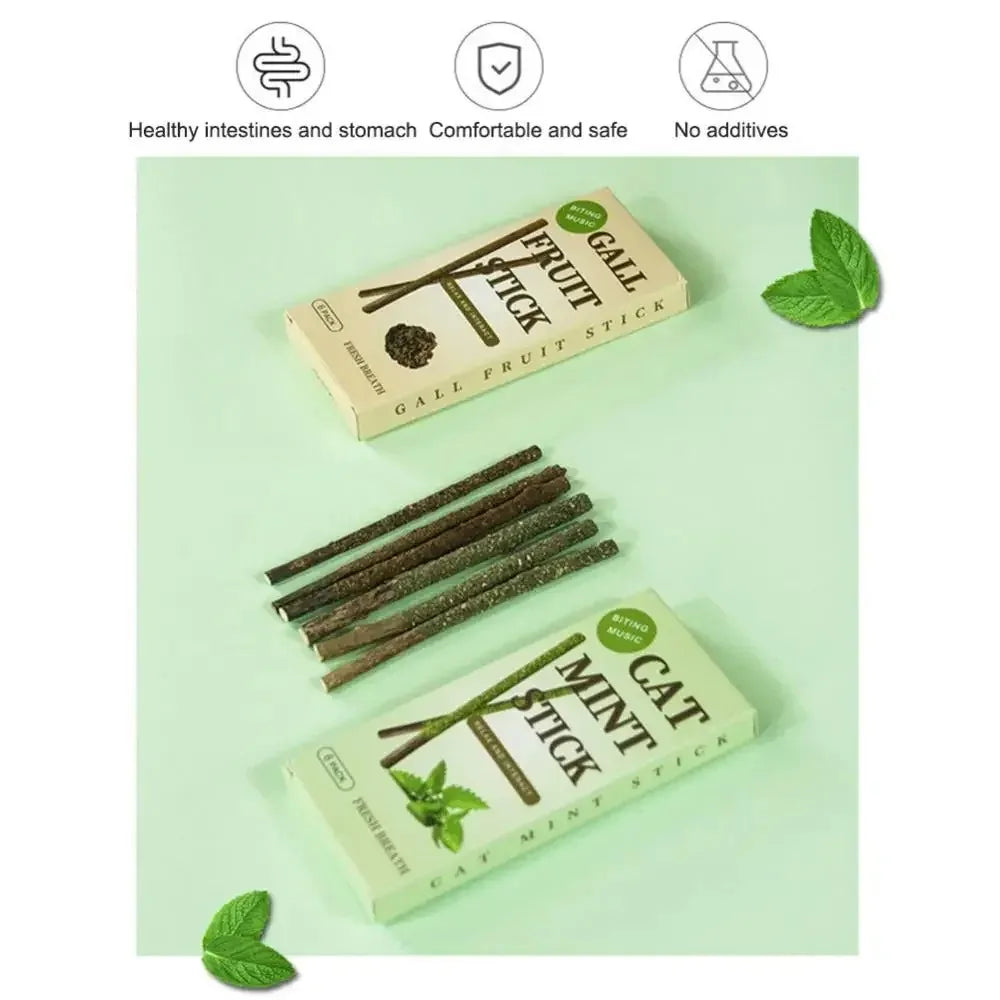 6件裝天然薄荷貓抓咬興奮棒銀藤貓咪牙齒清潔治療寵物用品貓玩具