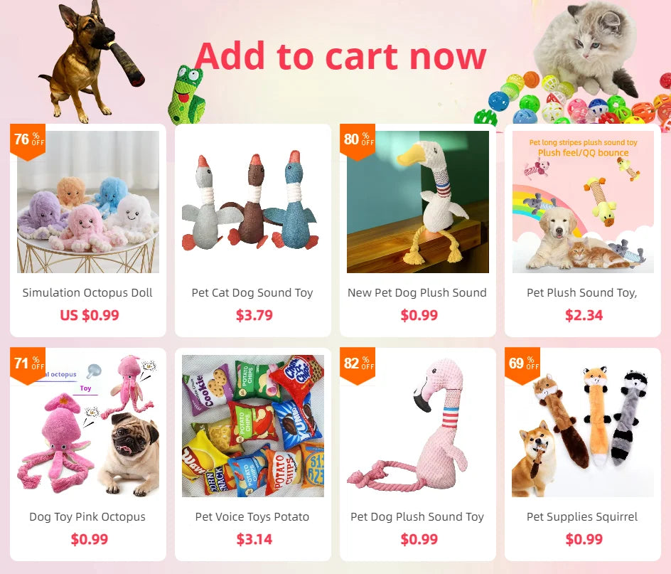 Dog Plush Sound Toys Yellow Duck Puppy Squeaky Interactive Stuffed Toy Bite Chewing Rattle Pet Supplies For Indestructible Dogs