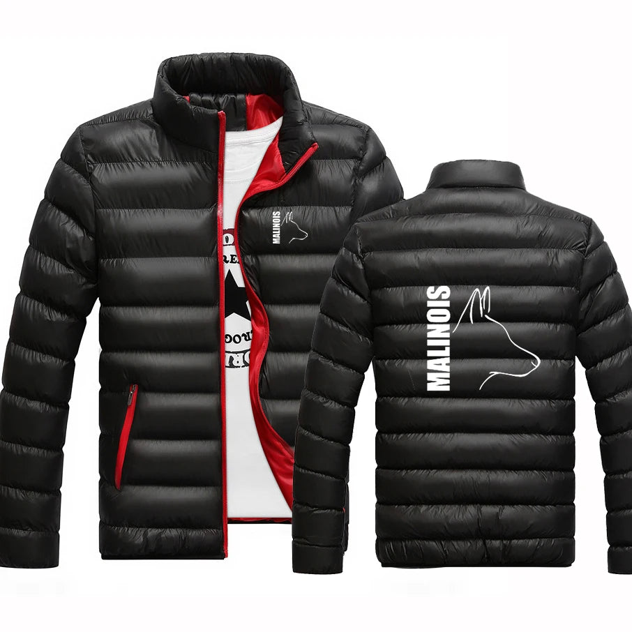 2024年傻狗比利時馬林諾斯犬男士新款春秋印花高品質休閒棉質舒適衣服夾克上衣