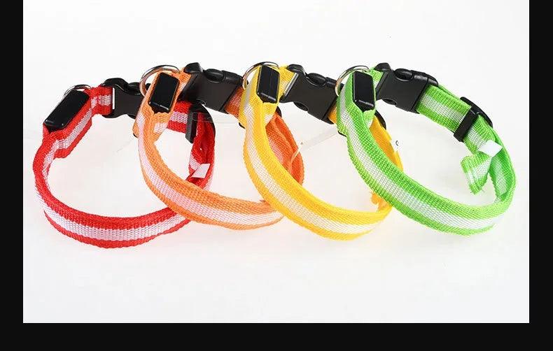 Dog Collar Nylon LED Night Safety Flashing Glow In The Dark Pet Dog Leash pet Dogs Luminous Fluorescent dog accessories collar
