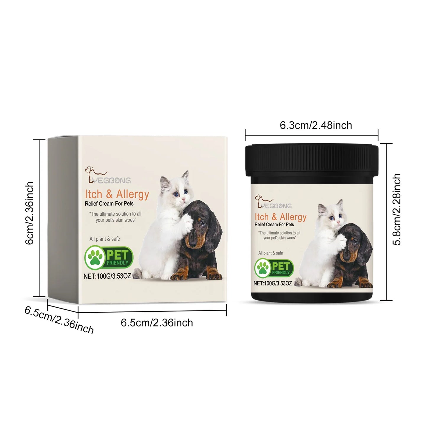 Pet Skin Care Cream for Dogs & Cats Itch Relief & Flea Control