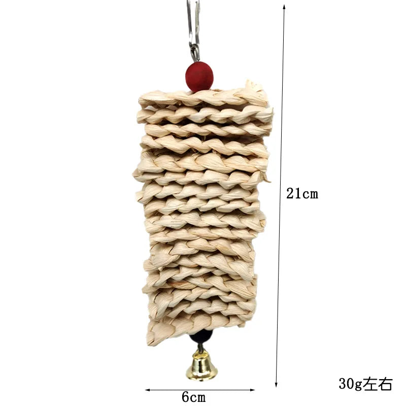 Bird Toys Chewing Toy Parrot Cage Bite Toys Corn Husks Color Wood Beads Entertainment Toys for Small and Medium Parrots Birds