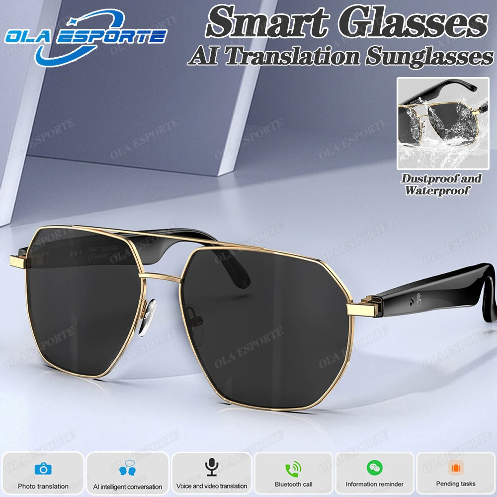 AI Smart Glasses with ChatGPT4.0 Instant Translation 164 Languages Bluetooth Calls IP67 Waterproof HD Camera for Travel Business