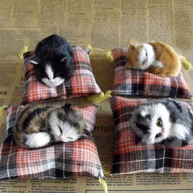 仿真貓玩具擺飾仿真動物花貓佈藝靠墊貓咪午睡貓咪桌上公仔擺飾