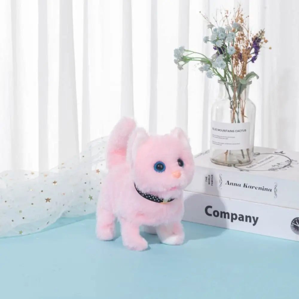 全新行走小貓毛絨玩具電動互動貓填充動物喵喵尾巴搖頭點頭貓寵物玩具兒童禮物