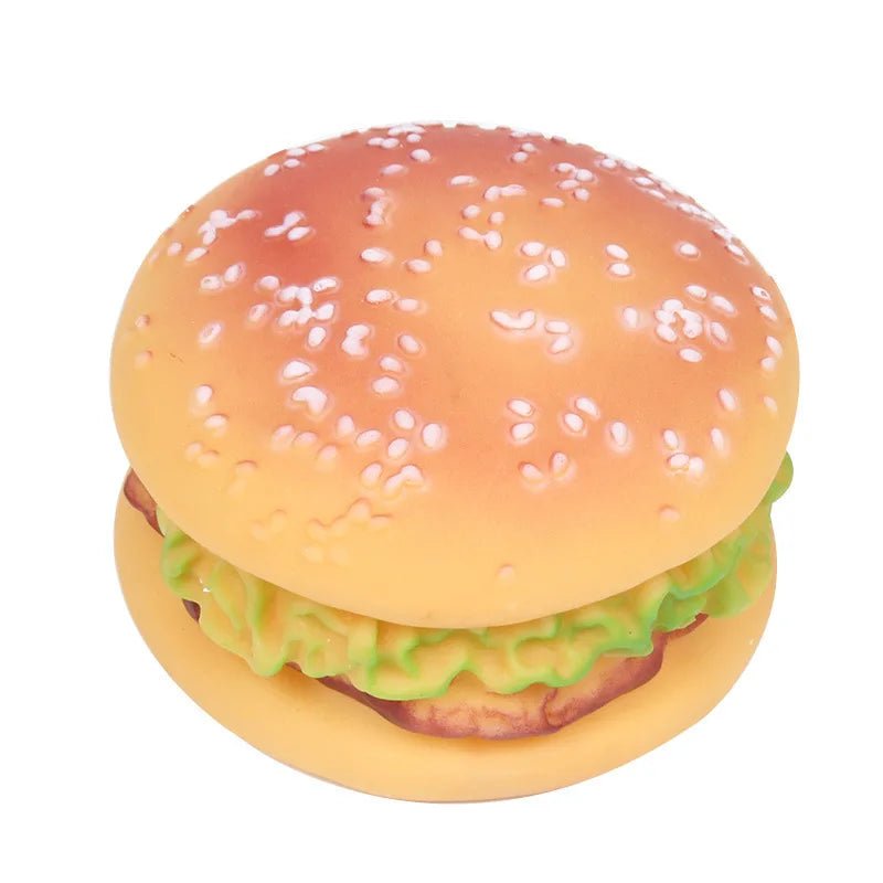 Pet Dogs Hamburger Toy Non-Toxic Puppy Toys Dog Chew Toys Food Grade Silicone Training Playing Chewing Dog Cat Accessories