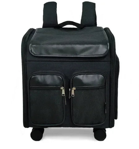 2 in 1 大型ペットバックパック 猫用ベビーカー ペットキャリア キャスター付き ポータブル 折りたたみ式 タイロッド ペットバッグ 猫と犬用旅行用キャリーバッグ