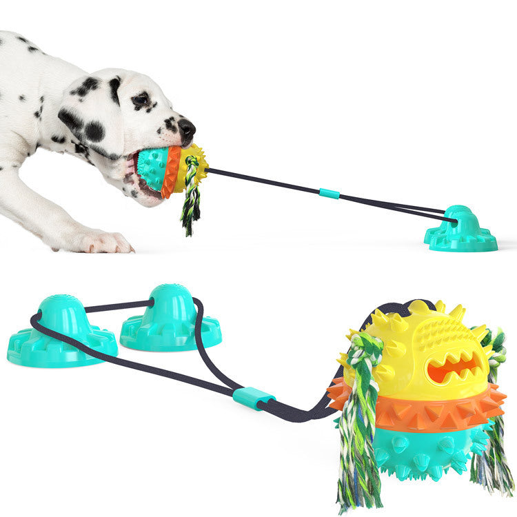 Powerful Sucker Dog Toy with Chew Ball & Training Rope