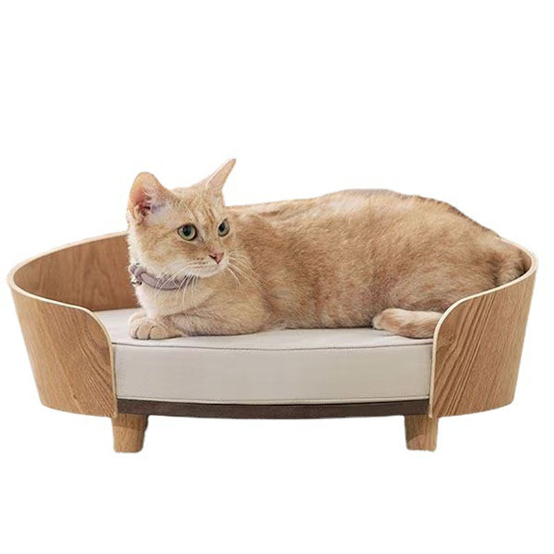 Wooden Cat Nest & Dog Sofa Bed for Small Pets with Cushion