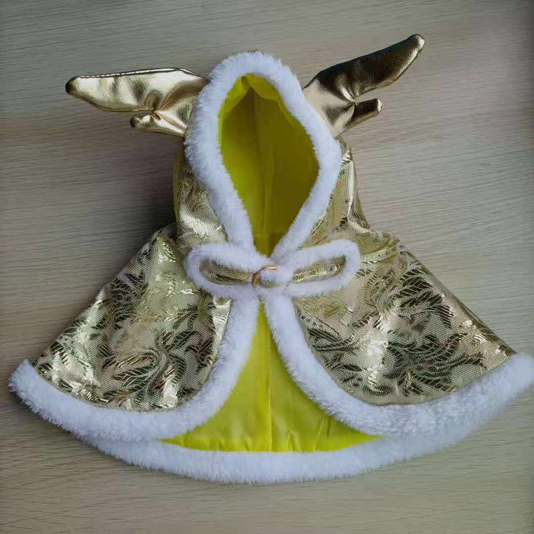 新年寵物衣服狗貓織錦緞斗篷