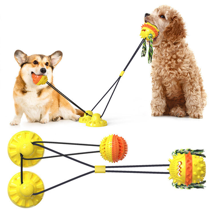 Powerful Sucker Dog Toy with Chew Ball & Training Rope