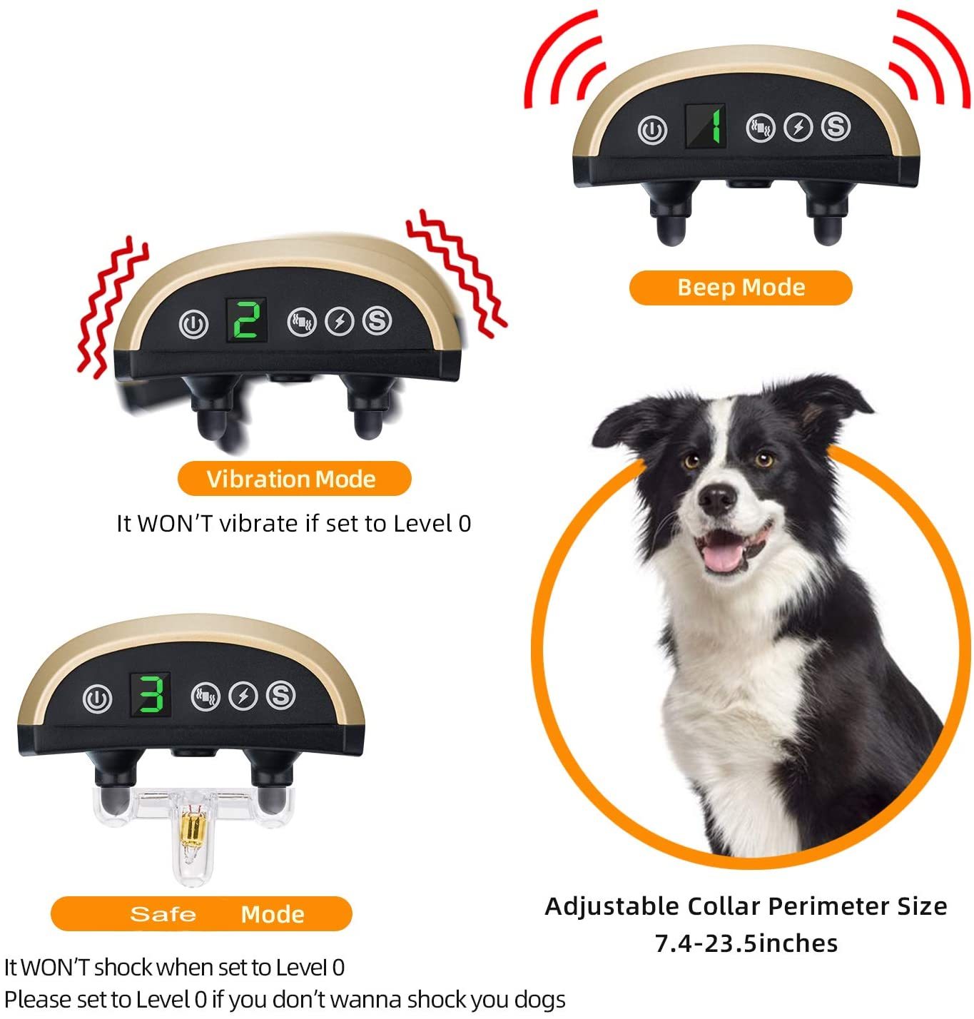 Smart Anti-Bark Shock Collar with Display & Sensitivity Control